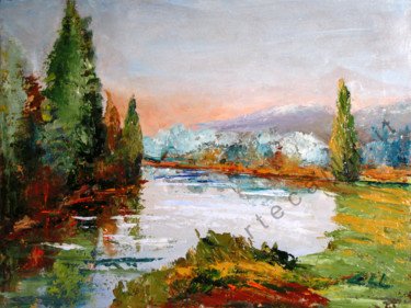 Painting titled "Il lago che mi ha v…" by Colombo, Original Artwork, Oil