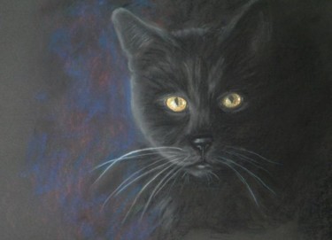 Painting titled "Black cat eyes!" by Carla J Connelly, Original Artwork