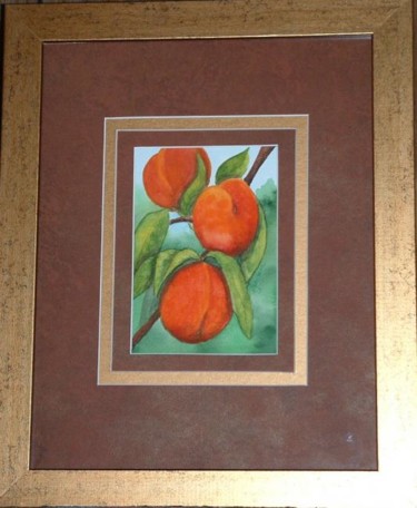 Painting titled "Peaches framed" by Carla J Connelly, Original Artwork