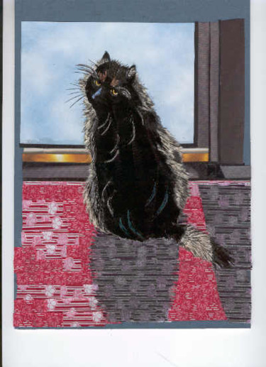 Painting titled "Cat at Door" by Carla J Connelly, Original Artwork