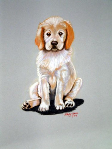 Peinture intitulée "Labrador Puppy" par Carla J Connelly, Œuvre d'art originale