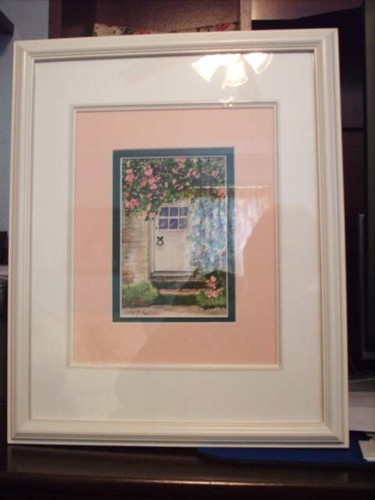 Painting titled "Pink Roses over Door" by Carla J Connelly, Original Artwork