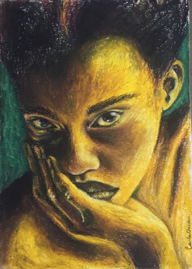 Pintura intitulada "Retrato 2" por Carla Duncan, Obras de arte originais, Pastel