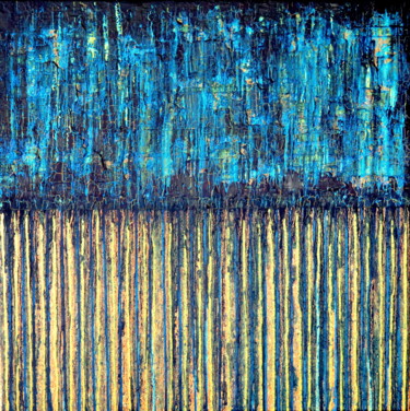 Painting titled "Blue Gold No. 3" by Carla Sá Fernandes, Original Artwork, Acrylic