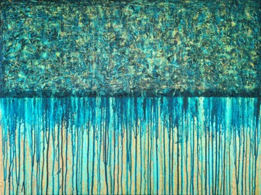 Painting titled "Blue Gold No. 5" by Carla Sá Fernandes, Original Artwork, Acrylic Mounted on Wood Stretcher frame