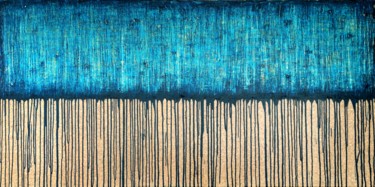 Painting titled "Blue No. 2 (On Cork)" by Carla Sá Fernandes, Original Artwork, Acrylic Mounted on Wood Stretcher frame