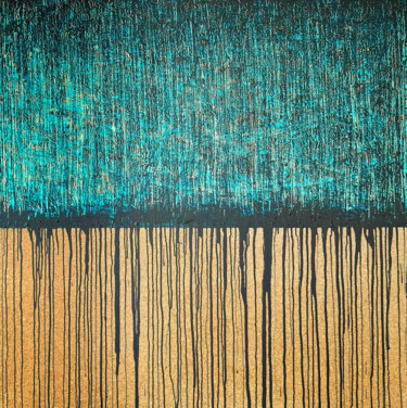 Malerei mit dem Titel "Blue No. 3 (On Cork)" von Carla Sá Fernandes, Original-Kunstwerk, Acryl Auf Keilrahmen aus Holz monti…