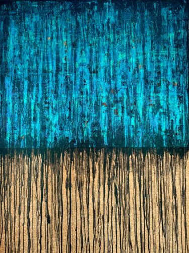 Pittura intitolato "Black Blue Aqua No.…" da Carla Sá Fernandes, Opera d'arte originale, Acrilico Montato su Telaio per bare…
