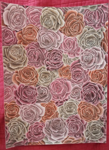 Dessin intitulée "Roses" par Carla Sekelsky, Œuvre d'art originale, Crayon