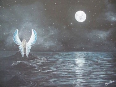 Peinture intitulée "l'ange de la nuit" par Carlau, Œuvre d'art originale