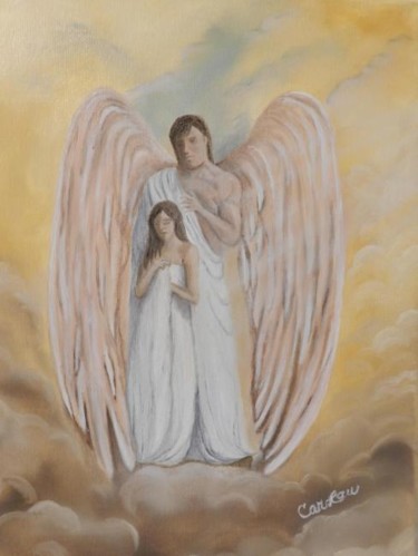 Peinture intitulée "L'ange gardien" par Carlau, Œuvre d'art originale