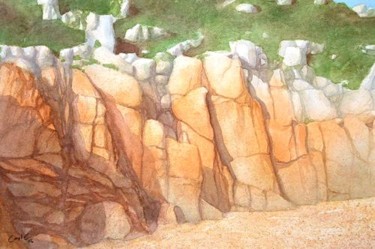 Painting titled "Porthcurno rocks, C…" by Carl Conway, Original Artwork