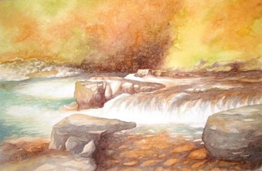 Painting titled "East Lyn river wate…" by Carl Conway, Original Artwork