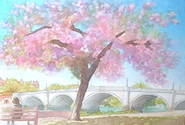Painting titled "Richmond bridge und…" by Carl Conway, Original Artwork, Oil
