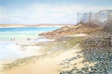 Painting titled "St. Ives Bay" by Carl Conway, Original Artwork, Oil