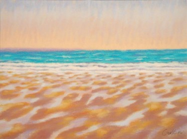 Painting titled "Croyde beach at low…" by Carl Conway, Original Artwork, Oil
