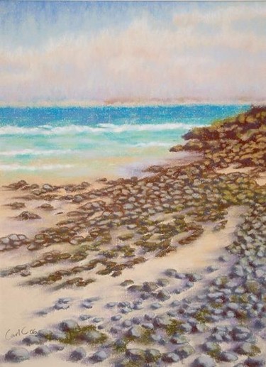 Painting titled "Rocky St. Ives bay" by Carl Conway, Original Artwork, Oil