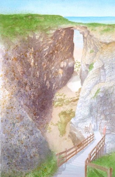Painting titled "Perranporth cliffs" by Carl Conway, Original Artwork, Oil