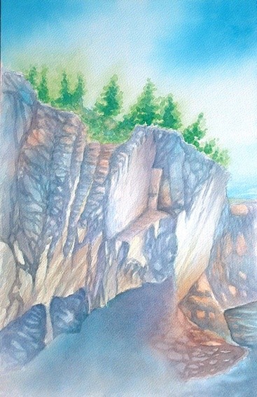 Painting titled "Cliff face" by Carl Conway, Original Artwork, Oil