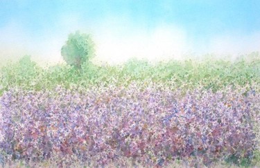 Painting titled "Lavender field" by Carl Conway, Original Artwork, Oil