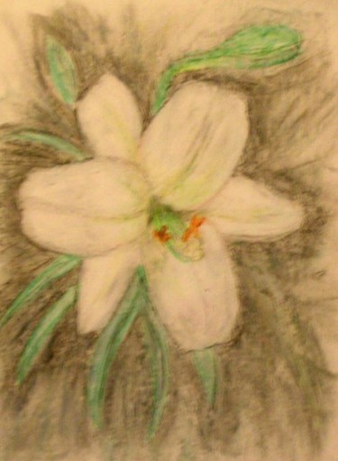 Painting titled "Easter Lily" by Carlie Buehl, Original Artwork