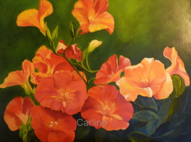 Schilderij getiteld "bigorne orange" door Carline, Origineel Kunstwerk, Olie
