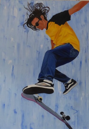 Картина под названием "Skate1" - Carline, Подлинное произведение искусства, Масло Установлен на Деревянная рама для носилок