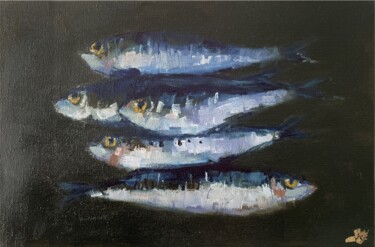 Картина под названием "Sardines à l'huile" - Carlita, Подлинное произведение искусства, Масло