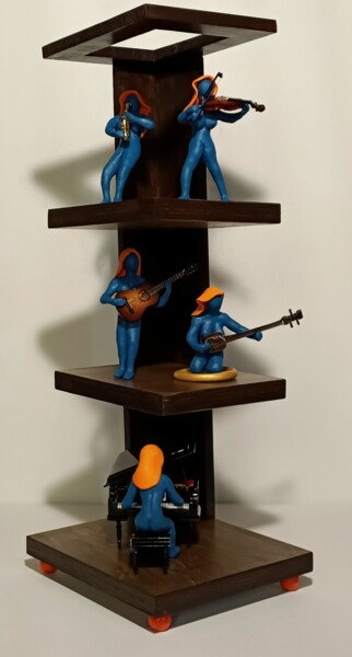 Sculpture titled "VERTICAL MUSIC" by Carlo Alberto Pacifici, Original Artwork, Polymer clay