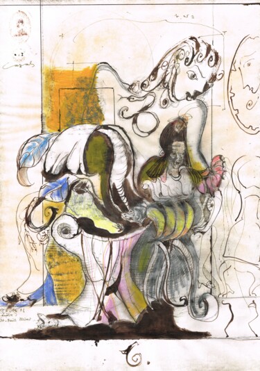 Dibujo titulada "St. Pauli Milieu 1" por Carlo Cazals, Obra de arte original, Acuarela