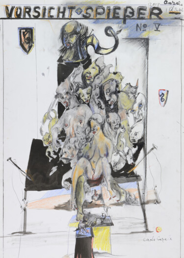 Disegno intitolato "Vorsicht Spießer" da Carlo Cazals, Opera d'arte originale, Acquarello