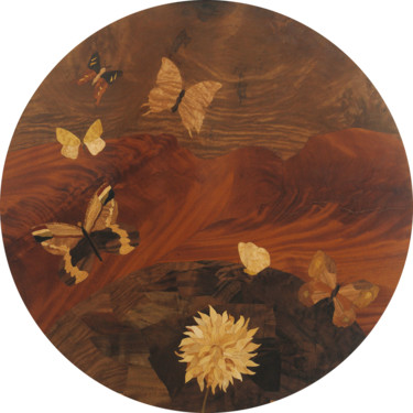 Artigianato intitolato "Farfalle - Tondo 3" da Carlo Ciccone, Opera d'arte originale