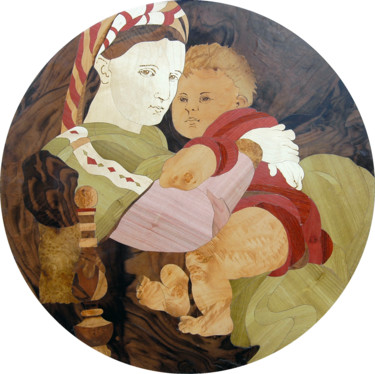 Artigianato intitolato "Madonna con Bambino…" da Carlo Ciccone, Opera d'arte originale
