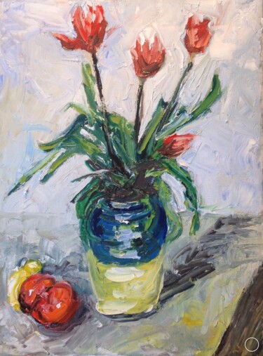 Peinture intitulée "I Tulipani" par Carlo Gislimberti, Œuvre d'art originale, Huile