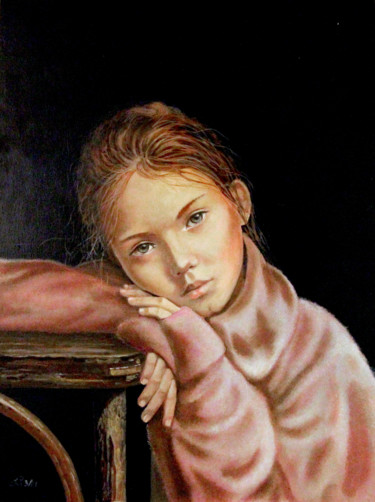 Painting titled "Bambina russa" by Carlo R. Pisano, Original Artwork, Oil