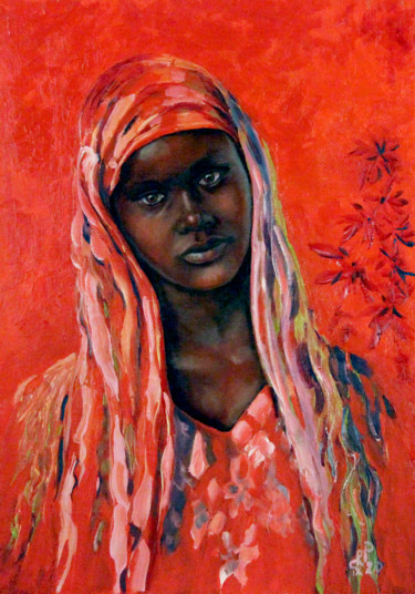 Painting titled "Donna africana" by Carlo R. Pisano, Original Artwork, Oil