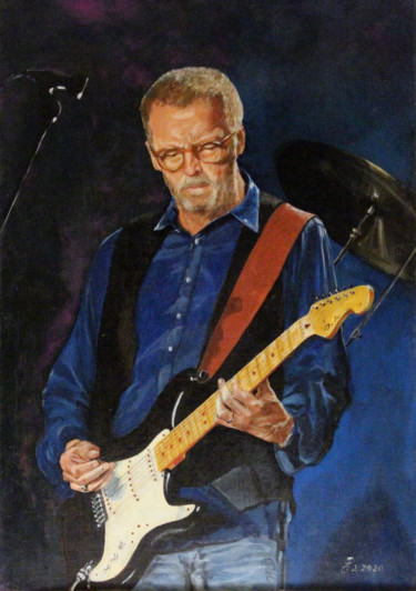 Malarstwo zatytułowany „Eric Clapton” autorstwa Carlo R. Pisano, Oryginalna praca, Olej