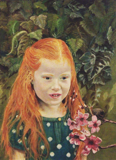 Malerei mit dem Titel "Bambina irlandese" von Carlo R. Pisano, Original-Kunstwerk, Öl