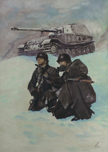 Pittura intitolato "SS Panzer Division" da Carlo R. Pisano, Opera d'arte originale, Olio
