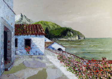 Painting titled "Riviera ligure" by Carlo R. Pisano, Original Artwork, Oil