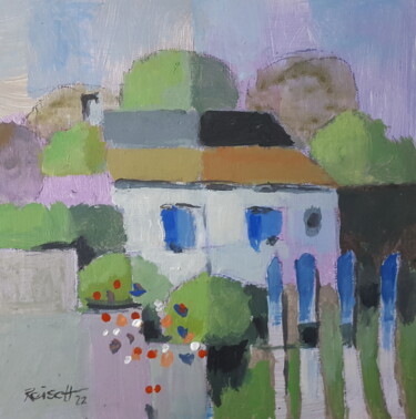 Painting titled "Cabanes-Medoc" by Carlo Reisch, Original Artwork, Acrylic Mounted on Wood Panel