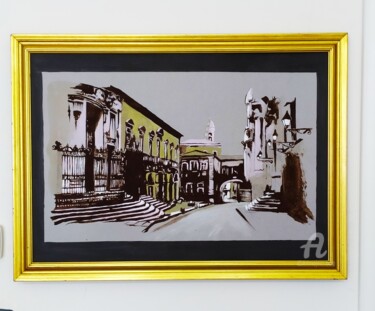 Peinture intitulée "Catania, piazza Duo…" par Carlo Spampinato, Œuvre d'art originale, Huile