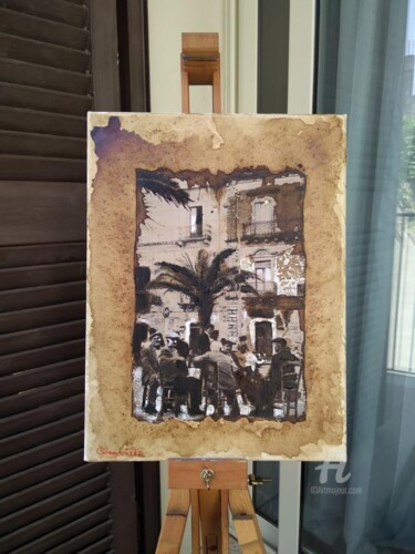 Painting titled "I siciliani" by Carlo Spampinato, Original Artwork, Oil Mounted on Wood Stretcher frame