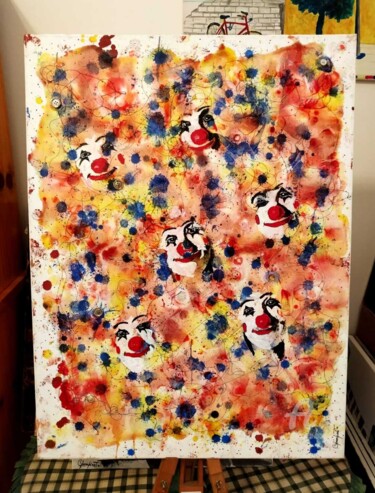 Painting titled "Sorrisi??" by Carlo Spampinato, Original Artwork, Oil Mounted on Wood Stretcher frame