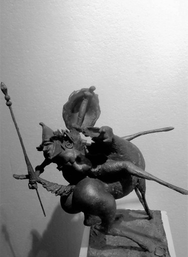 Sculptuur getiteld "Don Chisiotte" door Carlo Zoli, Origineel Kunstwerk, Keramiek
