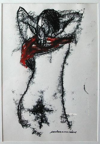 Disegno intitolato "Donna allo Specchio" da Cacciatori Carlo, Opera d'arte originale