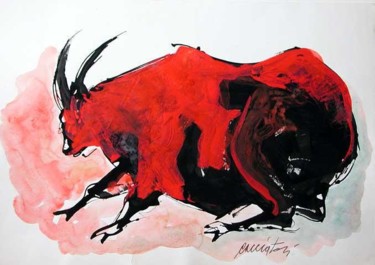 Pittura intitolato "Rosso" da Cacciatori Carlo, Opera d'arte originale