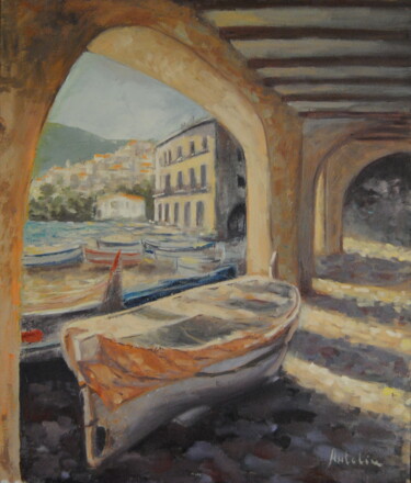 Pintura intitulada "calella" por Carlos Antolin, Obras de arte originais, Óleo