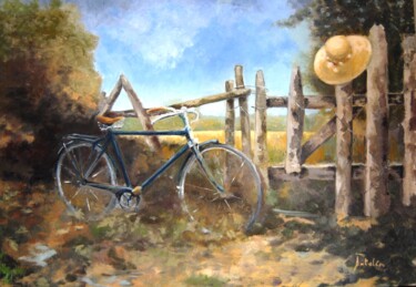 Painting titled "La bicicleta del ab…" by Carlos Antolin, Original Artwork, Oil