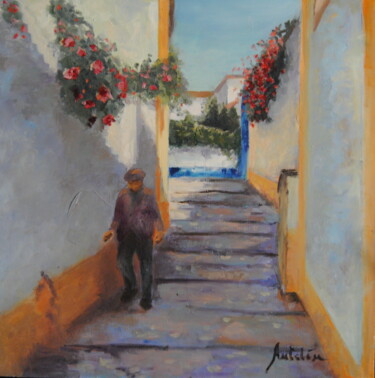Painting titled "de paseo por obidos" by Carlos Antolin, Original Artwork, Oil